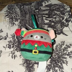 Squishmallows Green and Red Holiday Mouse